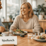 Friends enjoying lunch together indoors.